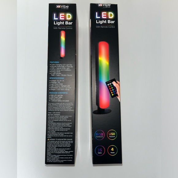 Light Bar, LED, by Vibe 15 colors, 4 modes, USB powered. NIB. This is for both. - Picture 5 of 6